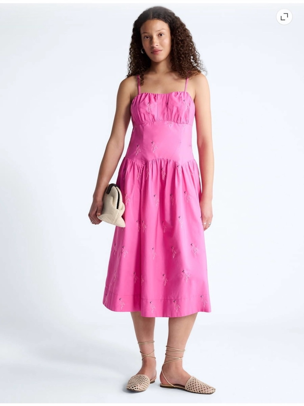 Free Assembly Bright Pink Spaghetti-Strap Midi Dress